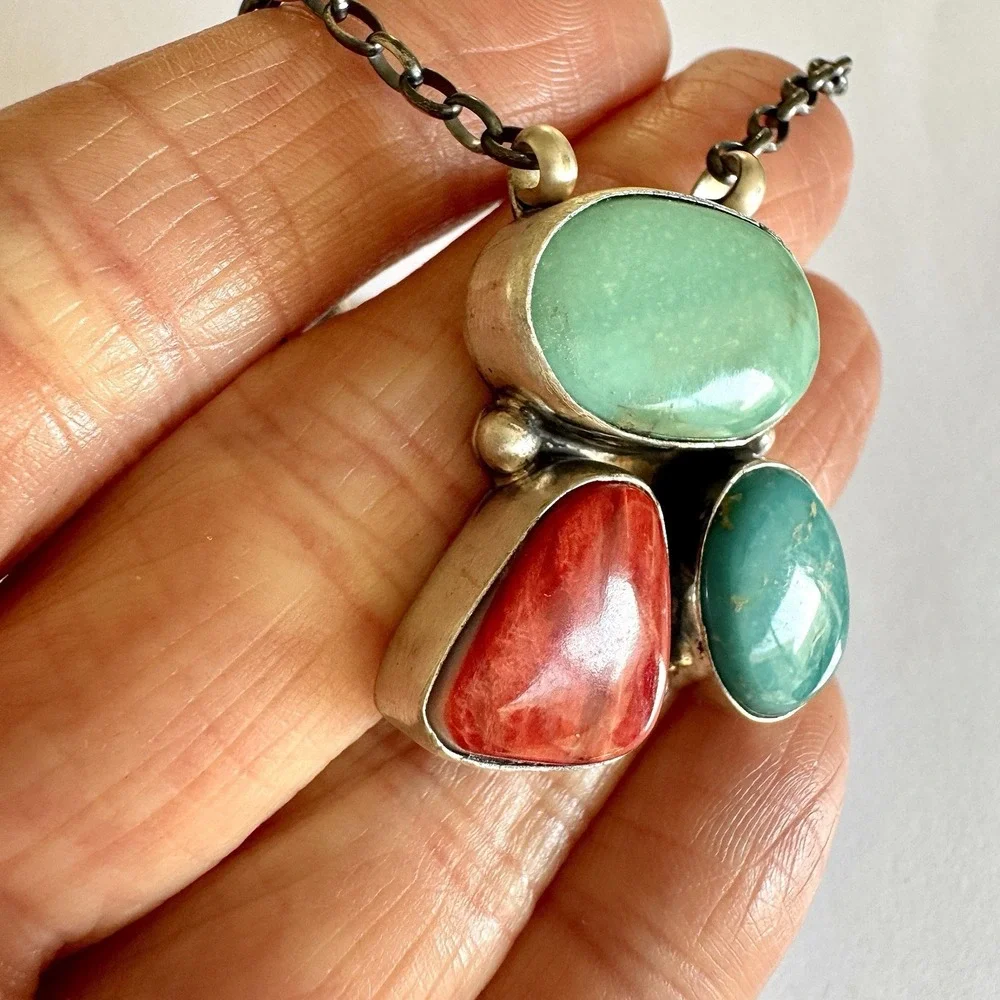 Mixed Turquoise Navajo‎ Cluster Y Necklace 16